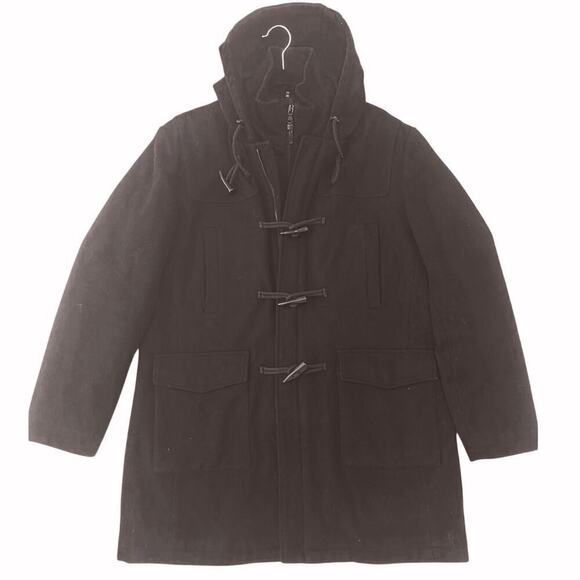 Elie Tahari Cashmere Zip Dickey Bib Classic Toggle Coat w/ Hood EUC Black Large